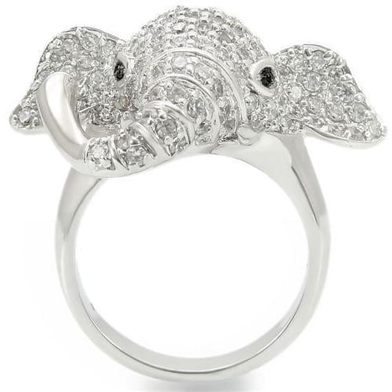Rhodium Brass Ring with Top Grade Crystal in Jet for Women Style 0W280