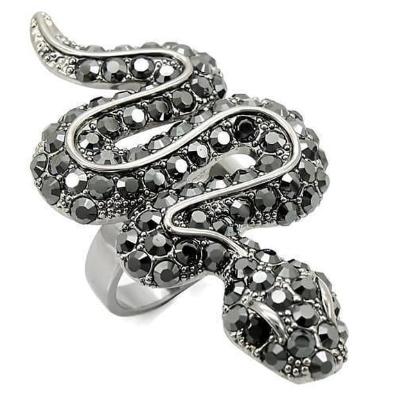 Ruthenium Brass Ring with Top Grade Crystal in Jet for Women Style 0W282