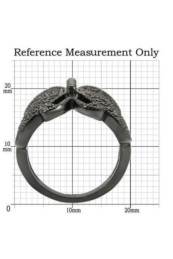 0W290 - Ruthenium Brass Ring with AAA Grade CZ in Champagne