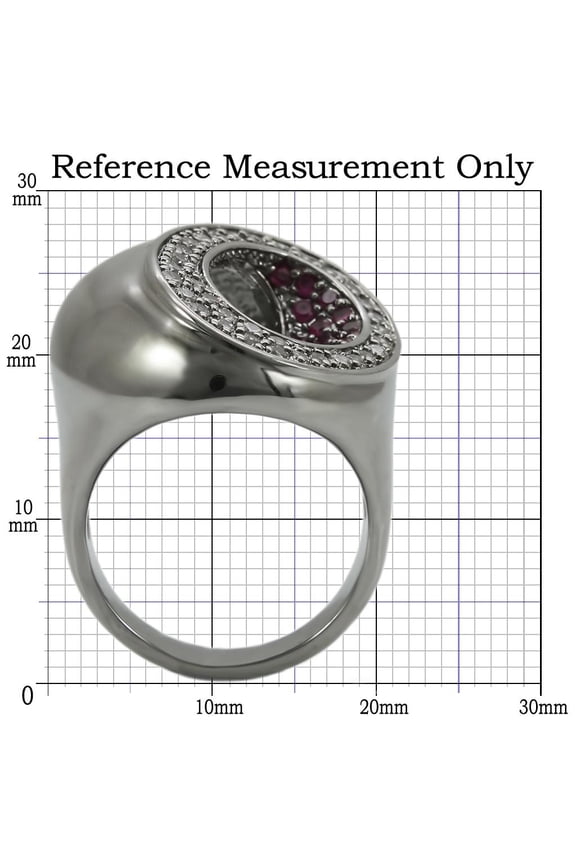 0W304 - Ruthenium Brass Ring with Synthetic Garnet in Ruby