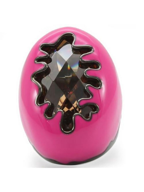 0W309 - Ruthenium Brass Ring with AAA Grade CZ in Champagne
