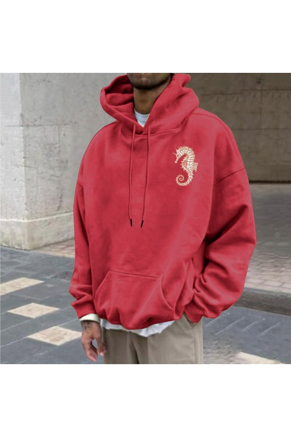 Mens Sweatshirts Dressy Graphic Mens Hoodies Blank Long Sleeve Casual Pullover Tops Kangaroo Pocket