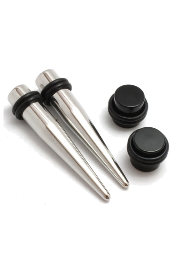 0g PAIR Steel Tapers AND Plugs Ear Stretch Kit expander