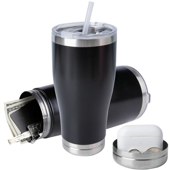 20oz Hidden Safe Water Bottle, Stainless Steel Secret Bottle with Hidden Compartment, Keeps Your Valuables Safe like Money, Keys, and Jewelry-Black