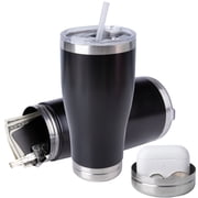 20oz Hidden Safe Water Bottle, Stainless Steel Secret Bottle with Hidden Compartment, Keeps Your Valuables Safe like Money, Keys, and Jewelry-Black