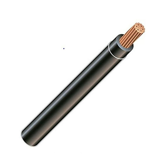 1/0, 19-Stranded THHN Black Copper Building Wire (25Ft Cut)