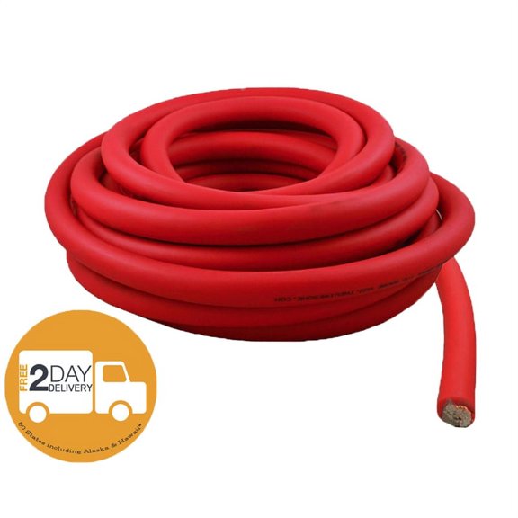 1/0 AWG 0 Gauge 25 Feet High Performance Flexi Amp Power/Ground Cable Wire Red