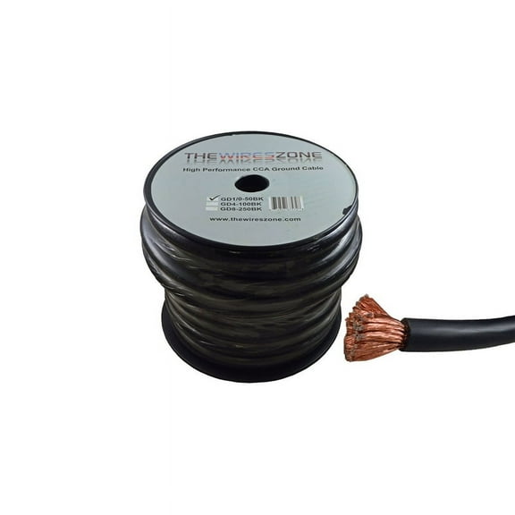 1/0 AWG 0 Gauge 50 Feet High Performance Flexi Amp Power/Ground Cable Wire Black