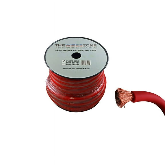 1/0 AWG 0 Gauge 50 Feet High Performance Flexi Amp Power/Ground Cable Wire Red