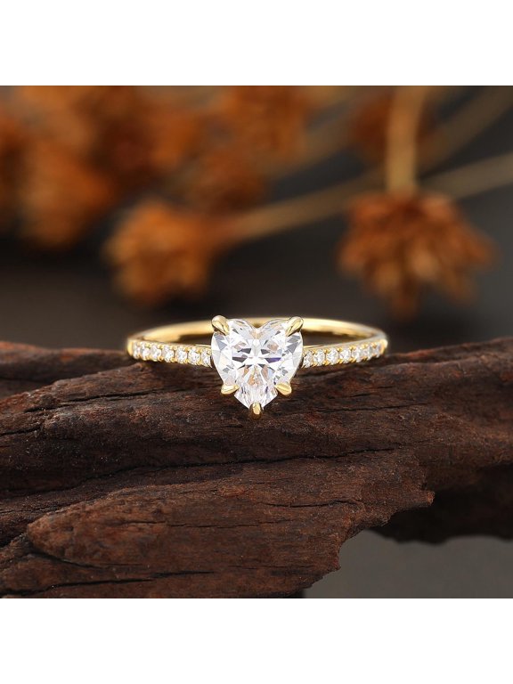 Heart Shape White Lab Diamond Engagement Rings 1.0 - 2.0 ct. t.w. 925 Sterling, Silver