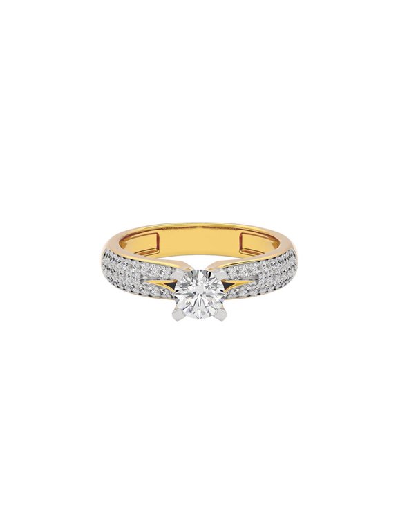 1.0 CTW Round Cut Lab Grown Diamond Bypass Engagement Ring 14K Gold Split Shank Thick Band Wedding Ring