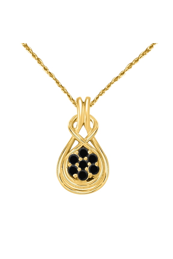 1.0 Carat Natural Black Diamond Flower Design With Infinite Knot Style Pendant Necklace For Woman Crafted In 10k Rose White and Yellow Gold With 18 Gold Plated Over 925 Sterling Silver Box Chain