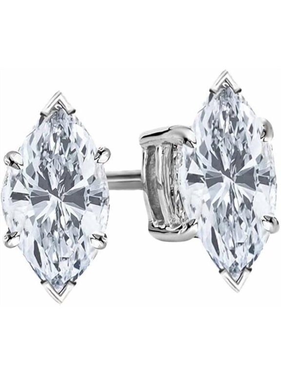 1.0 Carat Platinum IGI Certified Marquise Cut LAB GROWN Diamond Earrings 4 Prong Screw Back Luxury Collection (D-E COLOR, VS1-VS2 CLARITY)