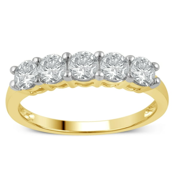 1.0 Carat T.W. Diamond 10kt Yellow Gold 5-Stone Wedding Band, I-J/I3