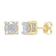 IPARIS 1.0 Carat T.W. Diamond 14K Yellow gold over Sterling Silver Stud plus Earrings