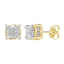 1.0 Carat T.W. Diamond 14K Yellow gold over Sterling Silver Stud plus Earrings