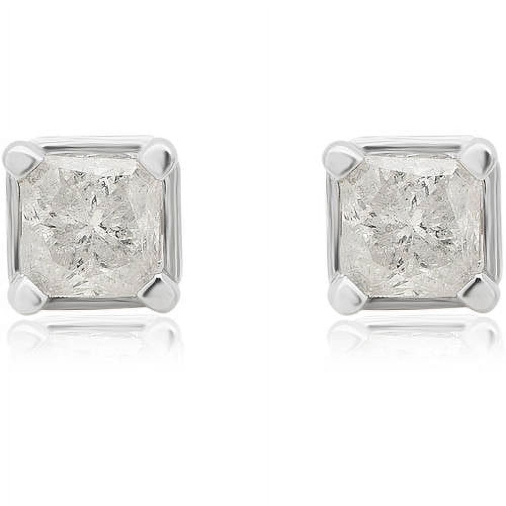 1.0 Carat T.W. Princess Diamond 14kt White Gold Stud Earrings