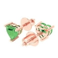thumbnail image 1 of 1.0 Ct Heart Cut Studs Green Crystal 14K Rose Solid Gold Everyday Dainty Earrings Screw Back, 1 of 7