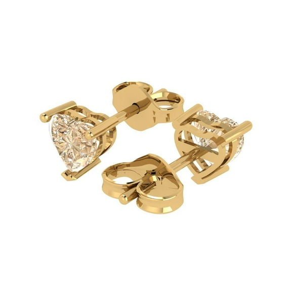 1.0 Ct Heart Cut Studs Natural Morganite 14K Yellow Solid Solid Gold Everyday Dainty Earrings Push Back