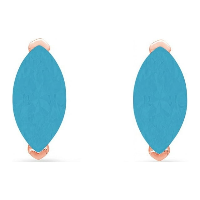1.0 Ct Marquise Cut Studs Blue Simulated Turquoise 14K Rose Gold ...