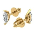 thumbnail image 1 of 1.0 Ct Marquise Cut Studs Clear Crystal 14K Yellow Solid Gold Everyday Dainty Earrings Push Back, 1 of 7