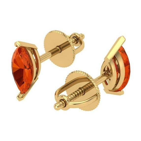 1.0 Ct Marquise Cut Studs Red Crystal 14K Yellow Solid Gold Everyday Dainty Earrings Screw Back