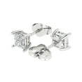 thumbnail image 1 of 1.0 Ct Princess Cut Studs Clear Crystal 14K White Solid Gold Everyday Dainty Earrings Push Back, 1 of 7