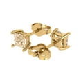 thumbnail image 1 of 1.0 Ct Princess Cut Studs Natural Morganite 14K Yellow Solid Solid Gold Everyday Dainty Earrings Push Back, 1 of 7