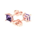 thumbnail image 1 of 1.0 Ct Princess Cut Studs Purple Alexandrite 14K Rose Solid Solid Gold Everyday Dainty Earrings Push Back, 1 of 7