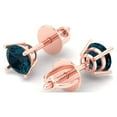 thumbnail image 1 of 1.0 Ct Round Cut Studs Natural London Blue Topaz 14K Rose Solid Solid Gold Everyday Dainty Earrings Push Back, 1 of 7