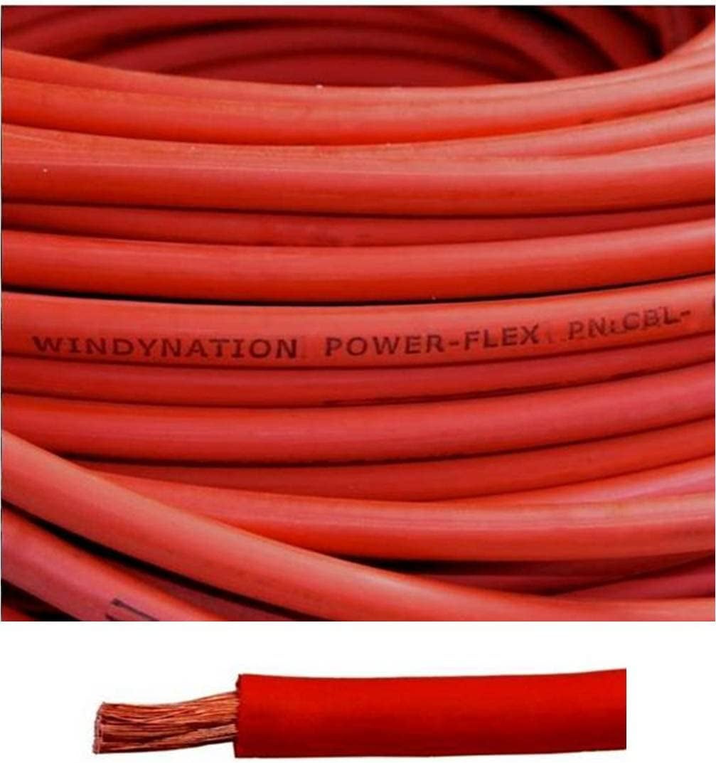 1/0 Gauge 1/0 AWG 20 Feet Red Welding Battery Pure Copper Flexible Cable Wire - Car, Inverter, RV, Solar