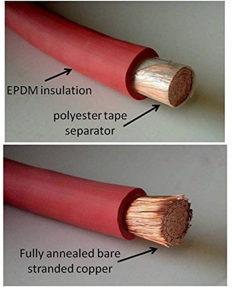 1/0 Gauge 1/0 AWG 20 Feet Red Welding Battery Pure Copper Flexible Cable Wire - Car, Inverter, RV, Solar