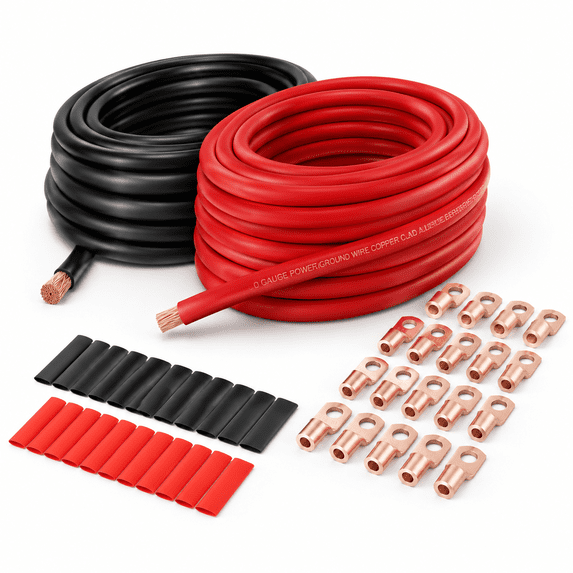 1/0 Gauge 40FT Wire Copper Clad Aluminum CCA Automotive Wiring Kit with ...