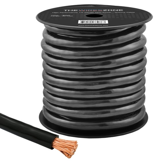 1/0 Gauge 50ft OFC Power Cable Oxygen-Free Copper Ground Wire 1/0 AWG 50' Feet Black