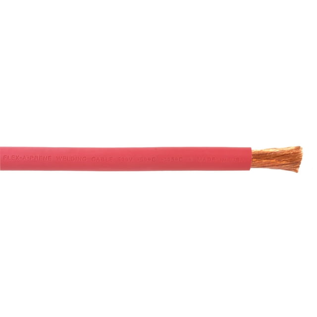 1/0 Gauge AWG - Flex-A-Prene® - Welding/Battery Cable - Red - 600 V - Made in USA (10 FEET)
