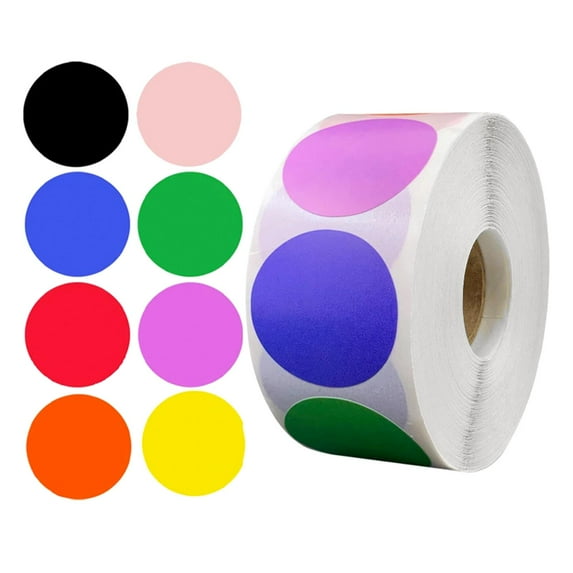 1.0 Inch Colorful Circle Stickers Round Adhesive Dots Labels Color Label Writable Labels 500 Pieces per Roll