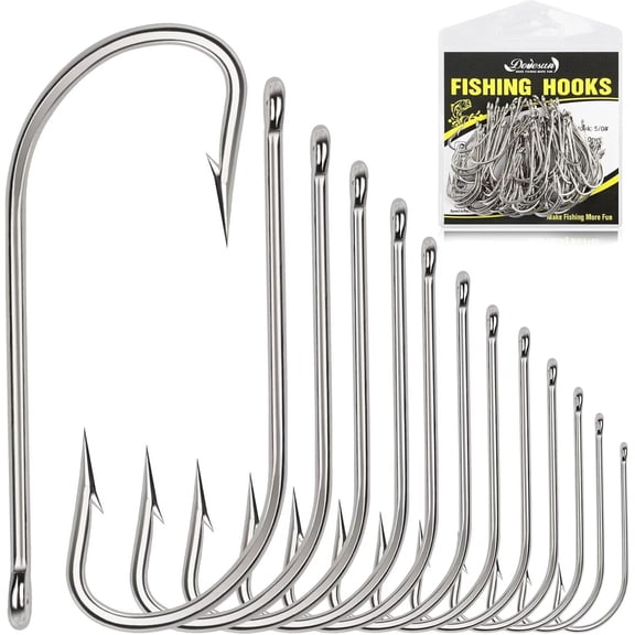 1/0 O'Shaughnessy Fishing Hooks Saltwater J Hooks for Live Bait Trolling and Inshore Fishing 100PCS