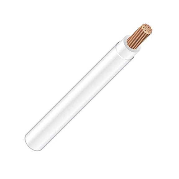 1/0 THHN, 19-Stranded White Copper Building Wire (25Ft Cut)