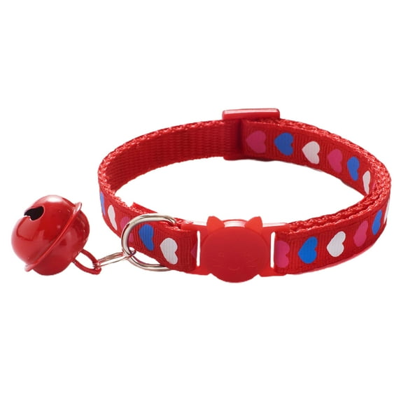 1.0 Three-Color Love Big Bell Cat Collar Cat Head Safety Buckle Collar Pet Cat Dog Collar