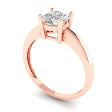 1.0 ct Brilliant Cushion Cut VVS1 White Sapphire 14k Rose Solid Gold Solitaire Wedding Bridal Anniversary Engagement Ring size 9