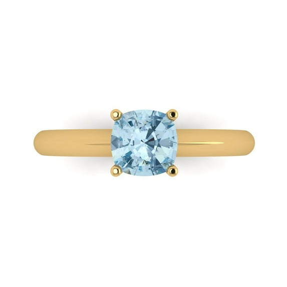 Solitaire Engagement Ring for Women - 1ct Simulated Blue Diamond in 14K Yellow Gold Promise Ring