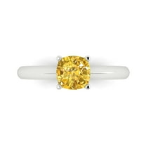 Solitaire Engagement Ring for Women - 1ct Simulated Yellow Diamond in 18K White Gold Promise Ring