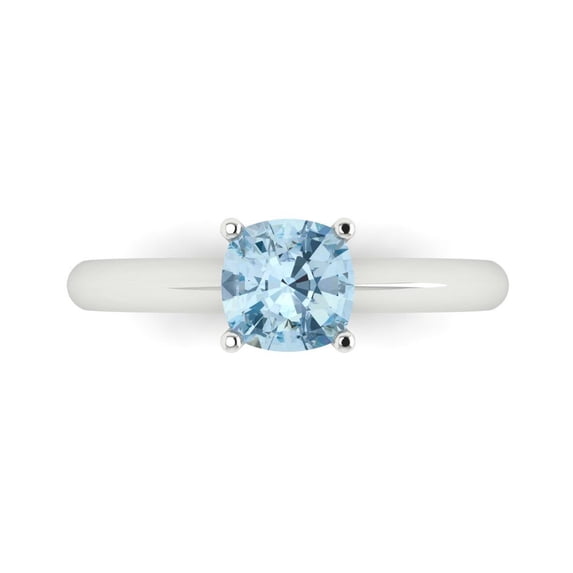Solitaire Engagement Ring for Women - 1ct Natural Aquamarine in 14K White Gold Promise Ring