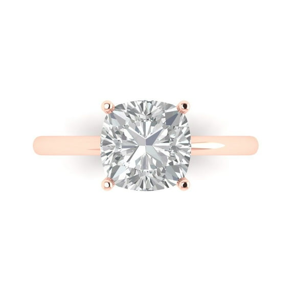 Solitaire Engagement Ring for Women - 1ct White Sapphire in 14K Rose Gold Promise Ring