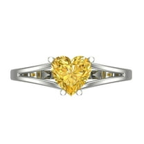 Solitaire Engagement Ring for Women - 1ct Simulated Yellow Diamond in 18K White Gold Promise Ring