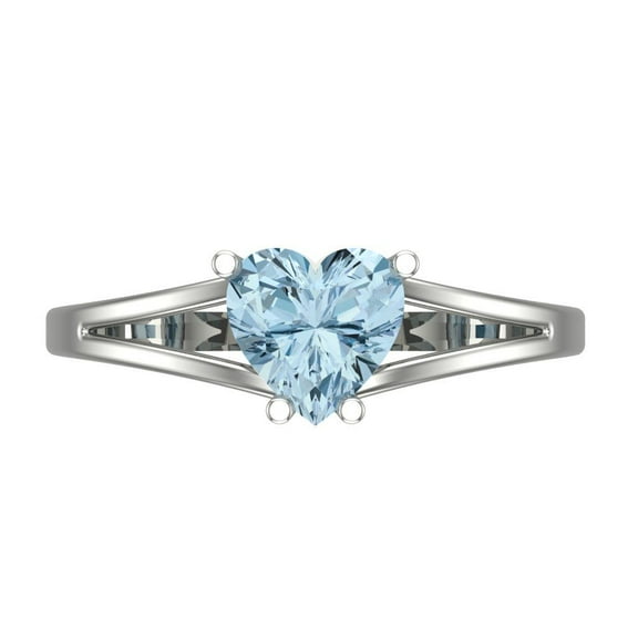 Solitaire Engagement Ring for Women - 1ct Natural Sky Blue Topaz in 18K White Gold Promise Ring