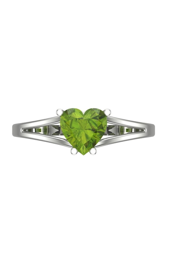 Solitaire Engagement Ring for Women - 1ct Natural Peridot in 14K White Gold Promise Ring
