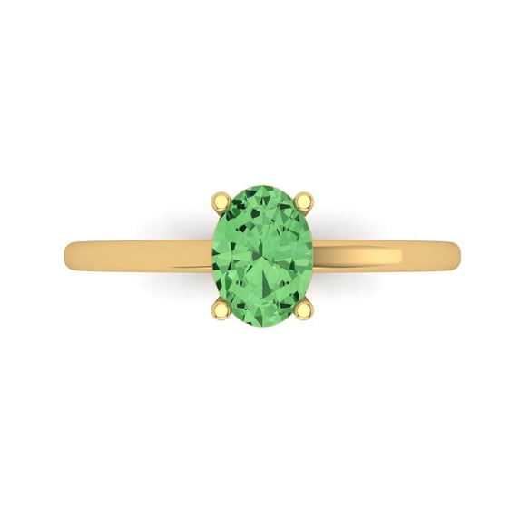 Solitaire Engagement Ring for Women - 1ct Simulated Green Diamond in 14K Yellow Gold Promise Ring