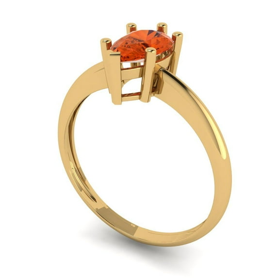 1.0ct pear cut red Zircon 14k yellow gold Bridal Wedding Engagement Promise Anniversary Ring for Women size 7.25
