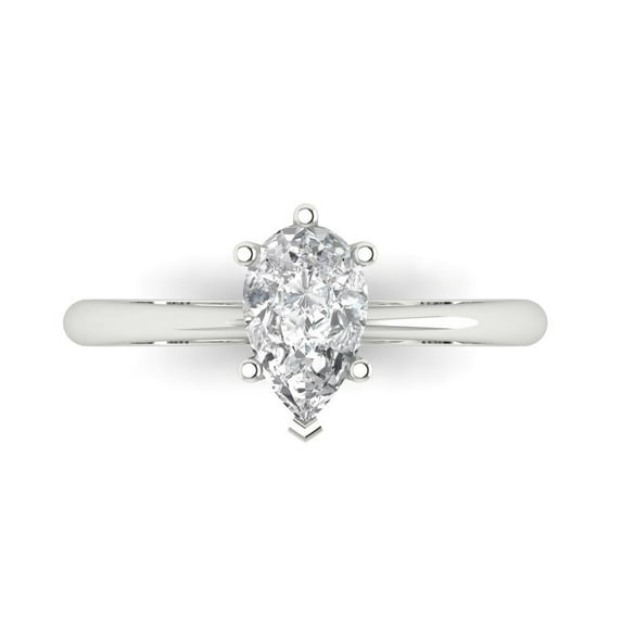 Solitaire Engagement Ring for Women - 1ct Simulated Diamond in 14K White Gold Promise Ring